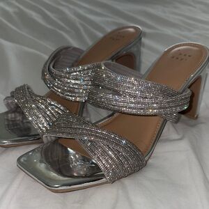 A New Day Women’s Tammy Rhinestone Chunky Block High Heel Sandals